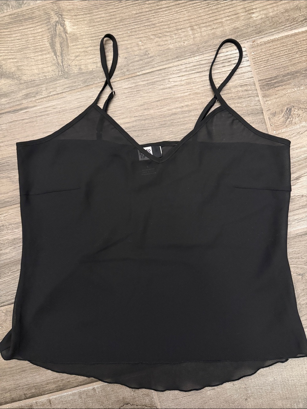Studio Black Sheer-Trim Spaghetti Strap Cami